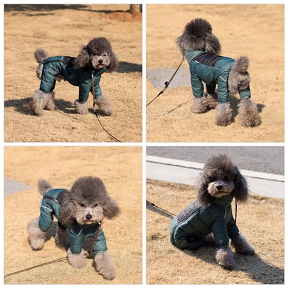 ArmyGreen Dog Jumper, Windproof, Reflective - Dirigible Winter Jacket for S, M, L - Zip, Adjustable Sizes - color: Armygreen, size: S (11inch Back)
