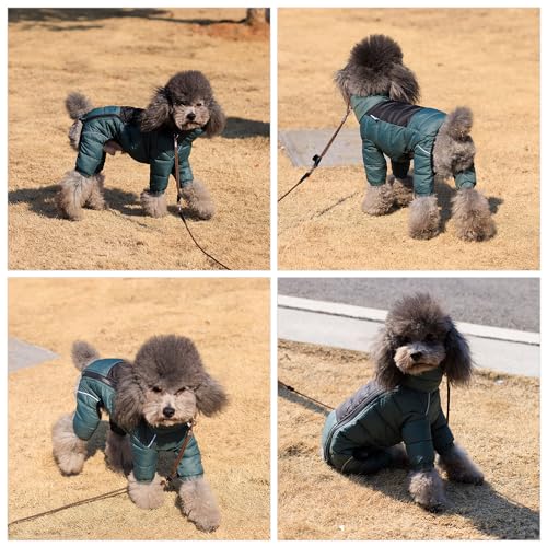 ArmyGreen Dog Warm Coat, Waterproof Windproof Reflective Vest, Zippered Adjustable Snow Jacket for Small to Large Dogs - color: Armygreen, size: M (12.5inch Back)