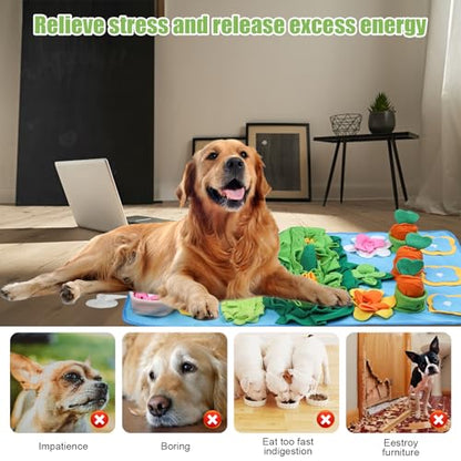 Snuffle Mat for Dogs Large Breed - 32'' X 20'' Washable Durable Sniff Mat for Slow Feeding Training, Enrichment Puzzle Toy for Mental Stimulation & Stress Relief - color: Blue-Pink