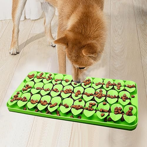 Medium Silicone Snuffle Mat for Small Medium Dogs Cats Slow Down Eating,Slow Feeder Lick Mat for Dry Wet Food for Pet Training Smell,Encourages Natural Foraging Skill,Relieving Stress (Green) - color: Green-M (14.6x7.5in)