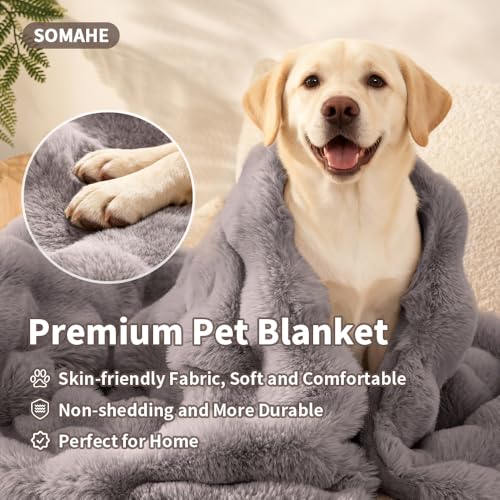 Dog Blanket, Reversible Sherpa & Bubble Fleece Pet Throw, Ultra-Soft Plush for Medium Dogs, Machine Washable, Anti-Static, Warm & Cozy, 39"×31" Inch Gray - color: Gray, size: 39"L x 31"W Inches