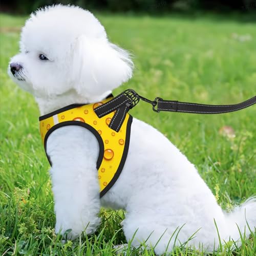Breathable Reflective Dog Harness, Cheese Background, Double Strap No Choke Vest, Perfect for Hot Weather Walking with Medium Dogs - color: Design (594), size: Large