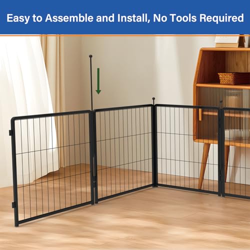 Dog Playpen 42 inch 8 Panels for Indoor & Outdoor Use – Heavy-Duty Metal Pet Fence with Ground Stakes, Rounded Ball Tops for Safety, Stable & Foldable Design, Easy to Assemble - size: 42inch, style: 8 Panels