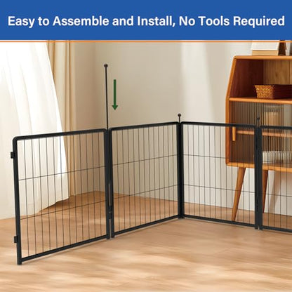 Dog Playpen 36 inch 4 Panels for Indoor & Outdoor Use – Heavy-Duty Metal Pet Fence with Ground Stakes, Rounded Ball Tops for Safety, Stable & Foldable Design, Easy to Assemble - size: 36inch, style: 4 Panels