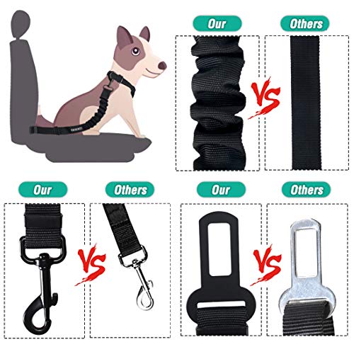 Dog Seat Belt, Durability Retractable Dog Car Harness Adjustable Dog Seat Belt for Vehicle Nylon Pet Safety Seat Belts Heavy Duty & Elastic (1 Pack Black) - color: 02-Set 01a Pack -Black