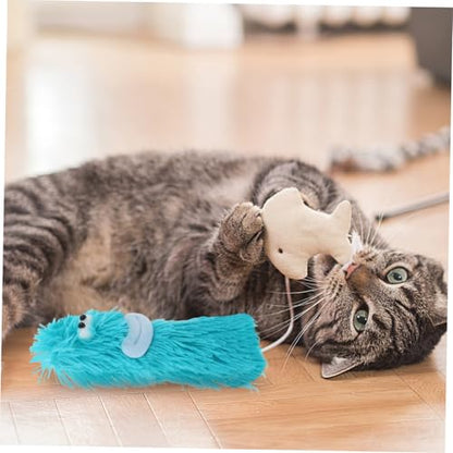 ibasenice Interactive Catnip Plush Toy for Kittens Chew-Resistant for Cats Engaging Teething Toy for Chewing Playtime Activities - color: Sky-blue