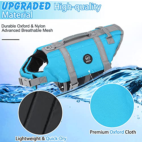 EMUST Dog Life Vests, Adjustable Pet Life Jacket with Rescue Handle, Dog Flotation Vest for Small/Medium/Large Dogs, XS, NewSolidblue - color: NewSolidblue, size: XS