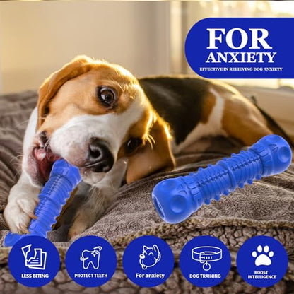 ZIKATON Dog Squeaky Toys for Aggressive Chewers, Durable Chew Toys for Large Medium Breed Dog, Tough Dogs Toys with Natural Rubber - color: Bule 0