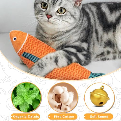 Soft Catnip Toys Fish, 3 Pack Bell Sound Cat Toys, Interesting Indoor Cat Kicker Toys, Durable and Highly Interactive Catnip Toys (Kingfish) - color: Kingfish