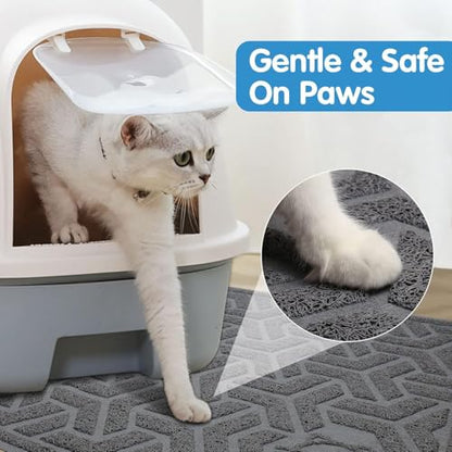 UPSKY Cat Litter Mat, Litter Trapping Mat Soft on Kitty Paws, Large Litter Box Mat 35" x 24" Scatter Control for Indoor Cats Waterproof and Extra Large Pretty Litters Carpet - color: A-Gray