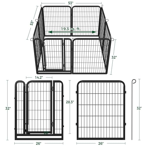 Yaheetech Dog Playpen Outdoor, 32 inch 8 Panels Dog Pen Indoor Heavy Duty Puppy Exercise Pen Metal Pet Fence for RV Camping/Yard/Garden - size: 32"
