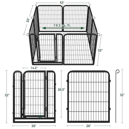Yaheetech Dog Playpen Outdoor, 32 inch 8 Panels Dog Pen Indoor Heavy Duty Puppy Exercise Pen Metal Pet Fence for RV Camping/Yard/Garden - size: 32"