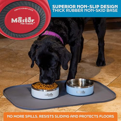 Master Pet Supply Stainless Steel Dog Bowls - 25 oz, Heavy Duty - Crimson Flame, Double Wall Extra-Thick Insulated, Non-Slip Pet Water Bowl for Dogs, Cats & Pets, Anti Rust Metal, Dish Washer Safe - color: Crimson Flame, size: 3 Cups (25 oz)
