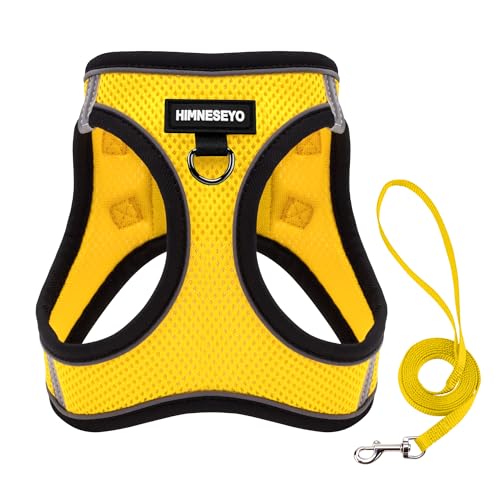 Dog Harness and Leash Set, Dog Harness for Dogs No Pull, No-Chock Step-in Reflective Breathable Lightweight Easy Walk Vest Harnesses with Safety Buckle for Small Medium Dogs, Cats (Yellow, XL) - color: Yellow, size: XL