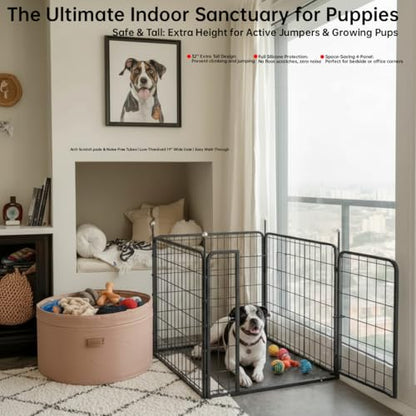 Portable Dog Crates & Playpen, 32'' Metal Pet Pen for Small/Medium Dogs, Indoor/Outdoor, Easy-Carry Straps, Rustproof, One Door - size: 32'' High