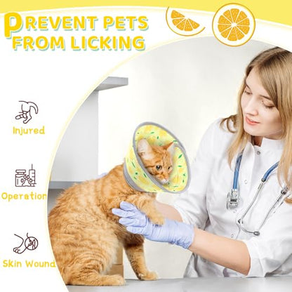 Cat Cone Collar Soft to Stop Licking, Adjustable, Foldable Lightweight Kitten Cones After Surgery Recovery for Cats & Kittens, Cat Cone Alternative, Easy Eating (Yellow, S) - color: Yellow, size: S
