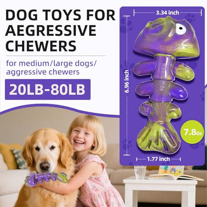 Dog Chew Toy Durable and Indestructible,Fishbone ShapeDog Chew Bones for MiddleLarge Dogs, Bacon Flavored, Keeps Dogs Busy Purple - color: Bacon-flavored (purple)