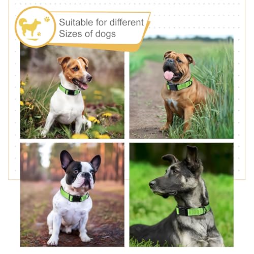 HEELE Dog Collar, Reflective Dog Collar, Soft Neoprene Padded Breathable Nylon Pet Collar Adjustable for Small Dogs, Grass Green, S(10.23-14.96") - color: Grass Green, size: Small (10.23-14.96")