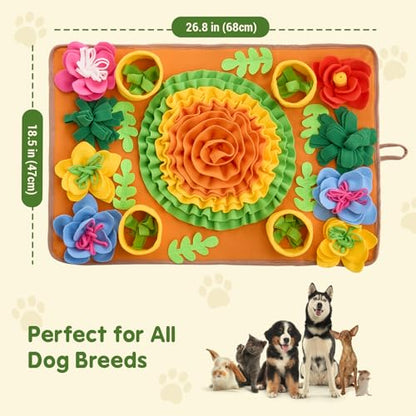 Avont Snuffle Mat for Dogs, Sniff Activity Interactive Sniffing Feeding Puzzle Slow Feeder for Puppies Cats Pets, Stress Relief Foraging Skills Brain Stimulation Enrichment -Floral