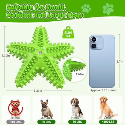 Dog Chew Toys Floating Squeaky Toy for Aggressive Chewers Toothbrush Teething Cleaning Toys Outdoor Swimming Interactive Tough Toys for Medium and Large Dogs - color: Starfish-green