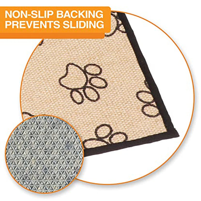 Neater Pets Jute Litter Trapping Mat, Eco-Friendly Plant-Based Material Catches Mess from Kitty Litter Box to Protect Floors, Soft on Cats Paws, Anti-Skid Backing, Easy to Clean, Paw Print, 24" x 36" - color: Paw Print