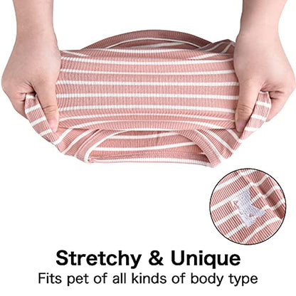 Dog Shirt Vest Lightweight Stretchy Dog T-Shirts Soft Cool Sleeveless Stripe Vests Breathable Clothes for Puppy Kitty Cats Small Medium Large Dogs 2 Pack Pink + Green [ S/Small ] - color: Pink + Green, size: S-(2~7lb) | Chest(~13")