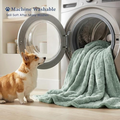 David's Home Large Dog Blankets Washable Pet Bed Cover Twin Size, Soft Fluffy Fuzzy Cat Puppy Blanket with Premium 300GSM Fleece for Pet Kitten Doggy, Aqua Gray, 66 * 90" - color: Aqua Gray, size: Twin