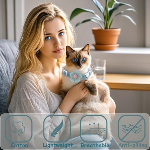 Breakaway Cat Collars with Bells, MUZIEBA Kitten Collar for Girl Boy Adjustable Safety Kitty Collars for Cats Puppy and Small Pets (Blue + Green) - color: Blue + Green