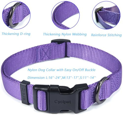 Premium Classic Nylon Adjustable Dog Collars,Soft and Smooth Regular 3/4 Inch Wide Dog Collars with Quick Release Buckle for Medium Dogs Walking,Training. (Medium, Ultra Violet) - color: Ultra Violet, size: Medium 13-17 Inches
