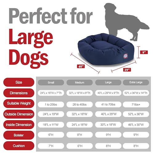 Majestic Pet 40 Inch Bagel Calming Dog Bed Washable – Cozy Soft Round Dog Bed with Spine Support for Dogs to Rest their Head - Fluffy Donut Dog Bed 40x29x9 (Inch) - Round Pet Bed Large – Blue - color: Blue