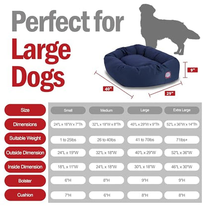 Majestic Pet 40 Inch Bagel Calming Dog Bed Washable – Cozy Soft Round Dog Bed with Spine Support for Dogs to Rest their Head - Fluffy Donut Dog Bed 40x29x9 (Inch) - Round Pet Bed Large – Blue - color: Blue