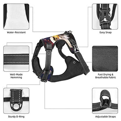 American Flag and Eagle Reflective Dog Harness No Pull Soft Vest Harness for Small Medium Large Dog Puppy Pets Small Size - color: American Flag and Eagle, size: Small