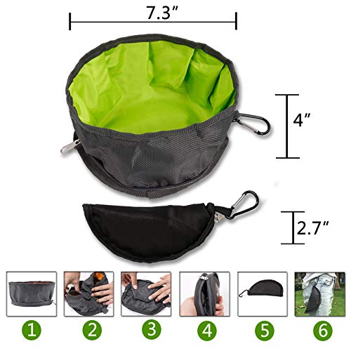 2 Pcs Collapsible Dog Bowls for Travel, Foldable, Portable and Light for Food and Water - (Green+Orange)