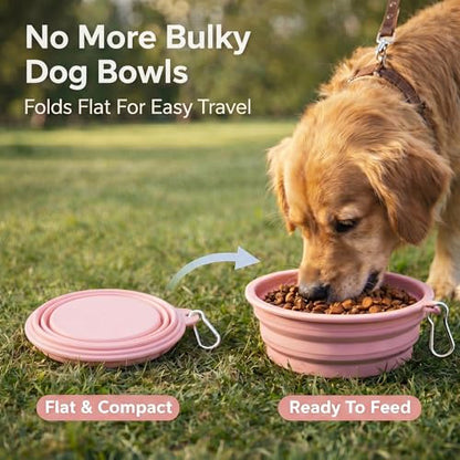 Collapsible Dog Bowls 2-Pack, Portable Travel Dog Bowl with Carabiner, Food-Grade BPA-Free Silicone Pet Food & Water Bowl for Dogs & Cats, Hiking Walking Camping (Yellow and Light Green) - color: Yellow and light green