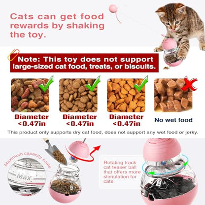 Cat Toy for Indoor Cats, Cat Toy Interactive - Wobble Tracking Balls Treat Dispenser Kitten Toys, Cat Stimulation Toys, Slow Food Dispenser Feeder (Pink)