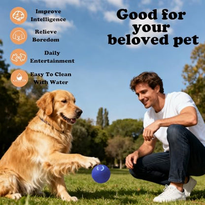 Interactive Duraspin Dog Ball, Self-Bouncing Vibrating & Auto-Rolling, Auto Stop Touch Start Jumping Ball Toy for Medium/Large Dogs (67mm, Blue)