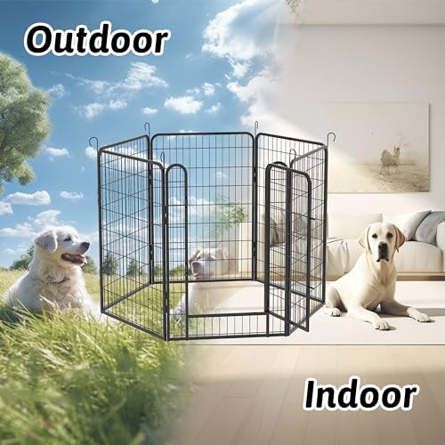 Lafati Heavy Duty Dog Playpen - 6 Panels 40" Tall - Puppy Pen Fence for Indoor Outdoor Large Medium Small Dogs - Foldable Metal Pet Exercise Pen