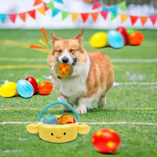 Easter Dog Toys, Easter Basket Hide and Seek Dog Toy, Squeaky Interactive Puzzle Dog Toys Built-in Crinkle Paper for Boredom and Stimulation, Easter Dog Gifts for Small and Medium Dogs - style: L-Basket