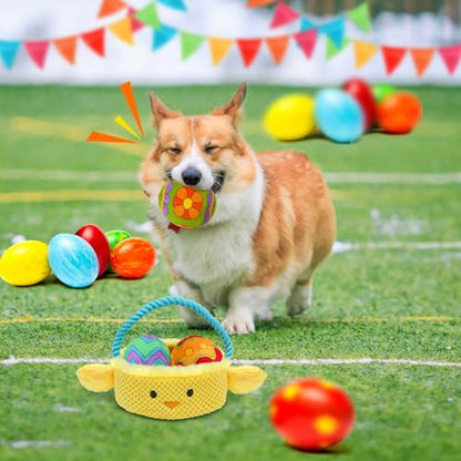 Easter Dog Toys, Easter Basket Hide and Seek Dog Toy, Squeaky Interactive Puzzle Dog Toys Built-in Crinkle Paper for Boredom and Stimulation, Easter Dog Gifts for Small and Medium Dogs - style: L-Basket
