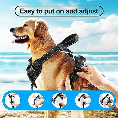 Light Up Dog Harness - No Pull Led Dog Harness Rechargeable Adjustable Lighted Dog Vest Harness for Small Medium Large Dogs - color: Black-Blue, size: S