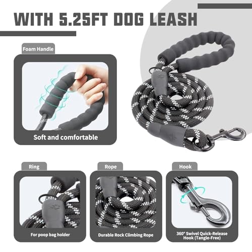 AUROTH Dog Harness and Leash Set, Soft Padded Service Dog Vest with 5.25FT Dog Leash, No Choke, Easy On Pet Vest, Adjustable Reflective No Pull Dog Harness for Large Dogs, Easy Walking and Training - color: Black, size: Large