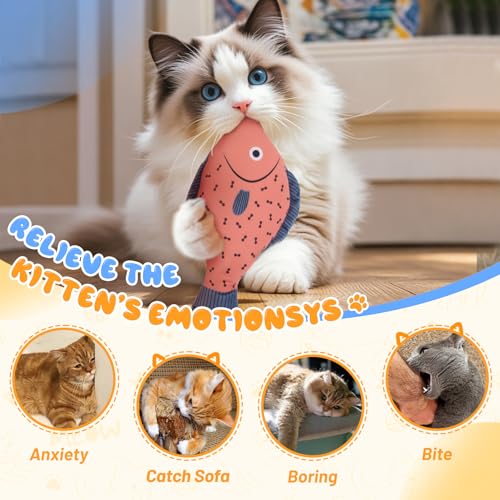 Catnip Toys,3 Pack Cat Chew Toys with Bell Ring Natural Catnip Cotton Toys Interactive Cat Kitten Chew Kicker Toys for Bored,Exercise,Anxiety Relief - color: Blue,Red,Rose Pink