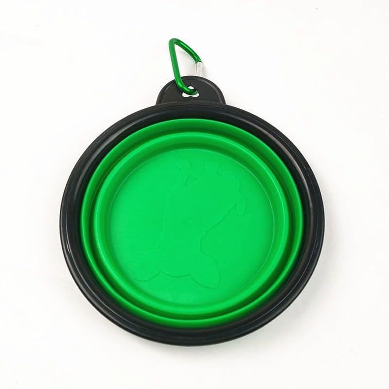 Collapsible Dog Bowls with Bottle Carrier, 1 Pack Travel Dog Water Bowl Upgraded Carabiner, One-Piece Molded Rim No Fall Off or Crack, Foldable Silicone Portable for Pets Walking Hiking 12oz,(Green) - color: Green