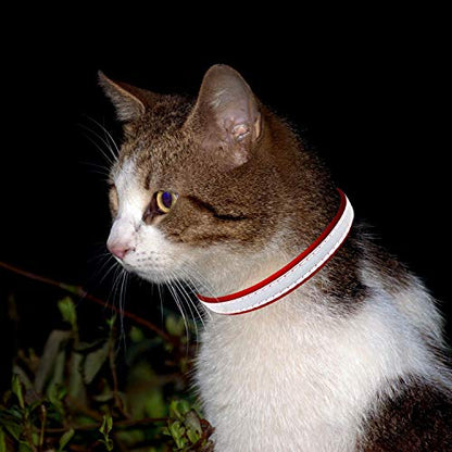3 PCS Breakaway Cat Leather Collars, Reflective Safety Buckle Kitten Collar with Bell for Cat Kitty and Small Animals, Adjustable from 7.5in-12.5in (3 Colors)