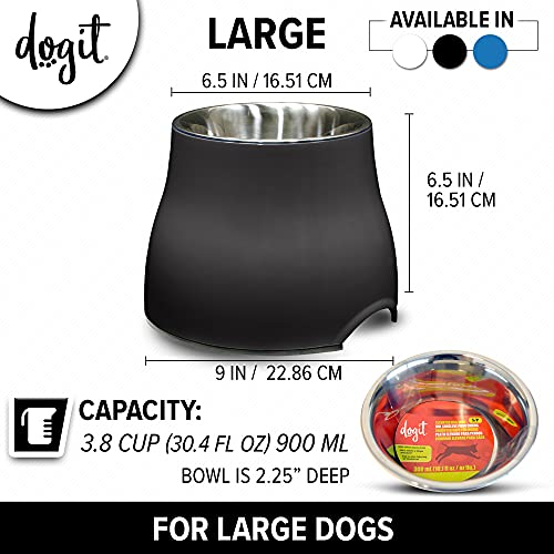 Dogit Elevated Dog Bowl, Stainless Steel Dog Food and Water Bowl for Large Dogs, Black, 73752 - color: Black, size: Large