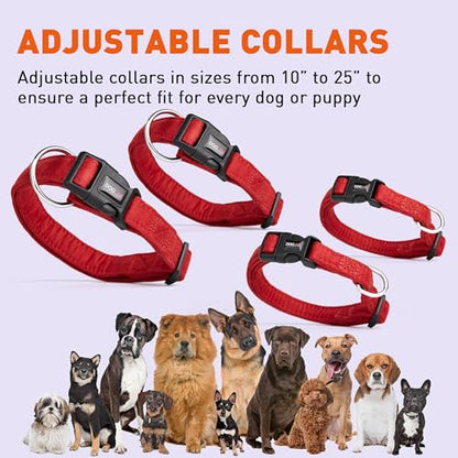 Dogline 5/8 x 11 to 17" Comfort Microfiber Soft Padded Pet Puppy Dog Collar, Small/Medium, Red - color: Red, size: Small/Medium