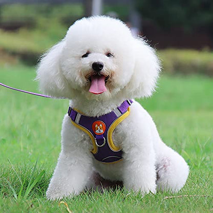 Pet Harness for Small Medium Dogs Cats No Pull Soft Mesh Reflective Padded with Dual Leash Clips - color: Purple, size: M