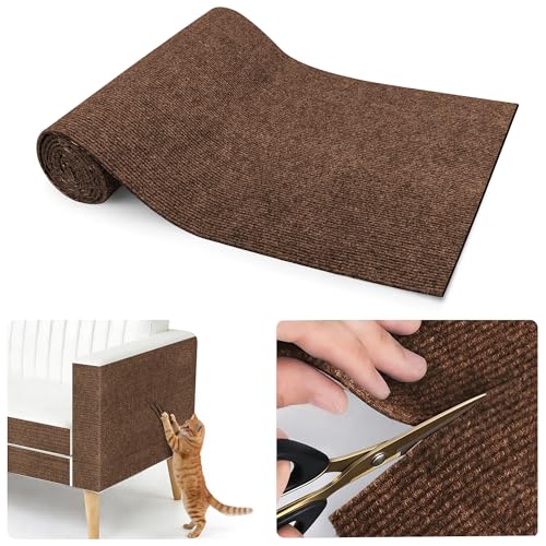 Cat Scratching mat Self-Adhesive, Trimmable Furniture Protector for Couch, Sofa, Wall & Cat Trees - Durable Scratch Pad with Nano Tape, DIY Climbing Carpet for Indoor Cats (Brown, 78.7"x15.8") - color: Brown, size: 78.7"x15.8"