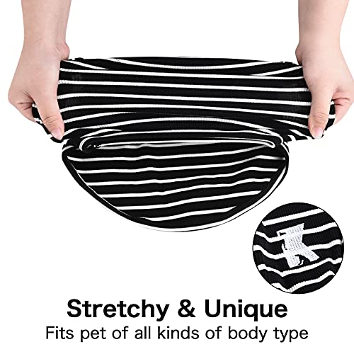 Dog Shirt Vest Lightweight Stretchy Dog T-Shirts Soft Cool Sleeveless Stripe Vests Breathable Clothes for Puppy Kitty Cats Small Medium Large Dogs 2 Pack Black + Grey [ L/Large ] - color: Black + Grey, size: L-(9~17lb) | Chest(~17.7")