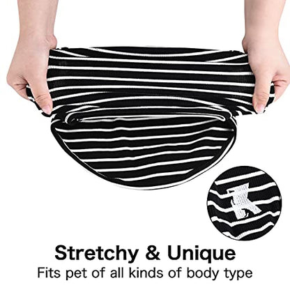 Dog Shirt Vest Lightweight Stretchy Dog T-Shirts Soft Cool Sleeveless Stripe Vests Breathable Clothes for Puppy Kitty Cats Small Medium Large Dogs 2 Pack Black + Grey [ L/Large ] - color: Black + Grey, size: L-(9~17lb) | Chest(~17.7")